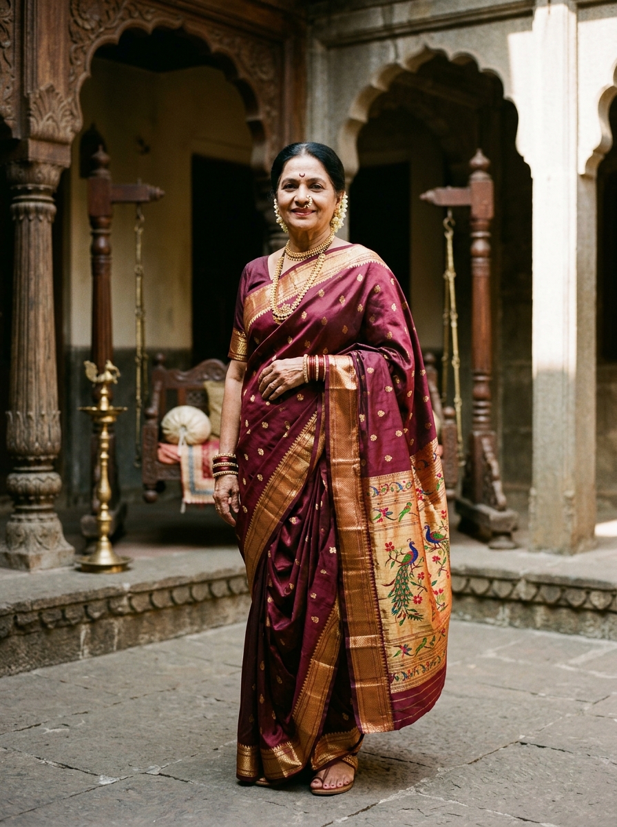 जुनी पैठणी नऊवारी दुरुस्त करून रेडीमेड केली