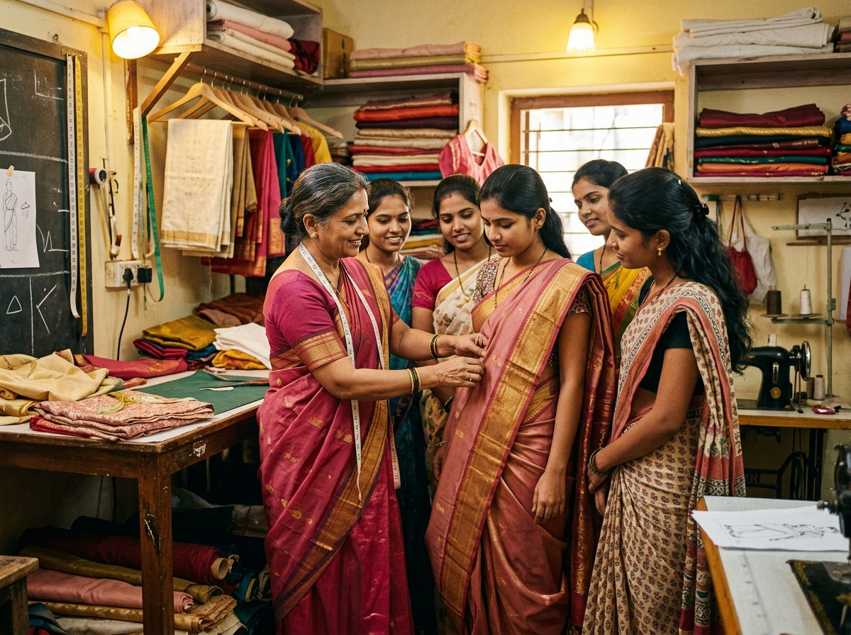 Master tailor explaining drape techniques